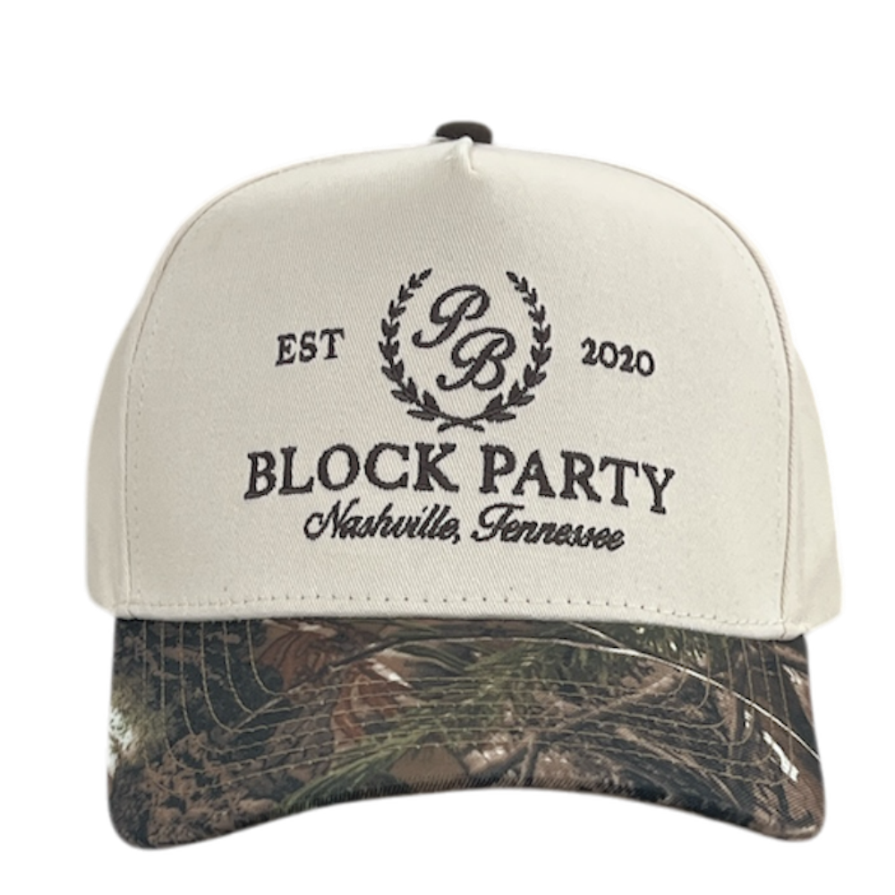Block Party Est 2020 Natural and Camo Hat