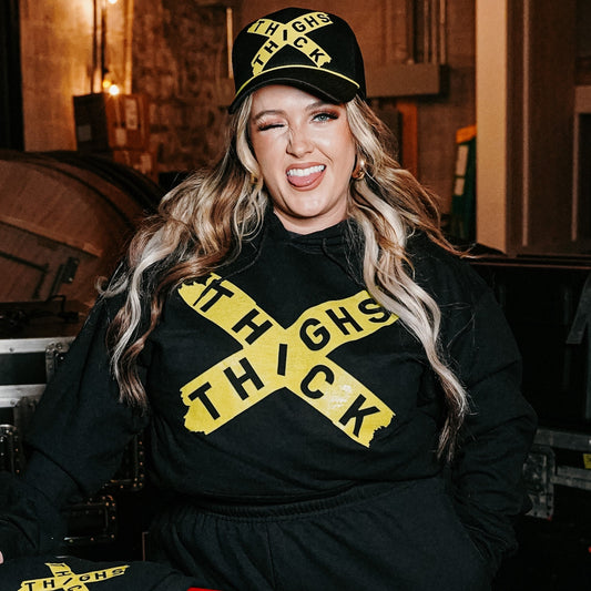 Black Thick Thighs Pullover Hoodie