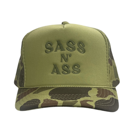 Sass N' Ass Green on Green Camo Hat