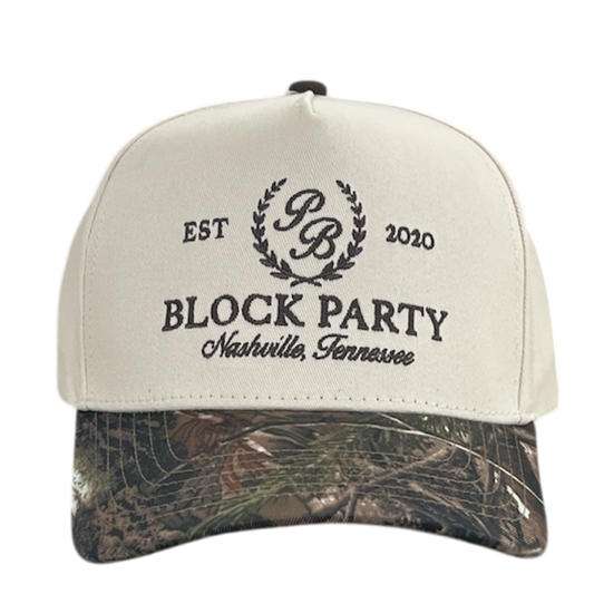 Block Party Est 2020 Natural and Camo Hat
