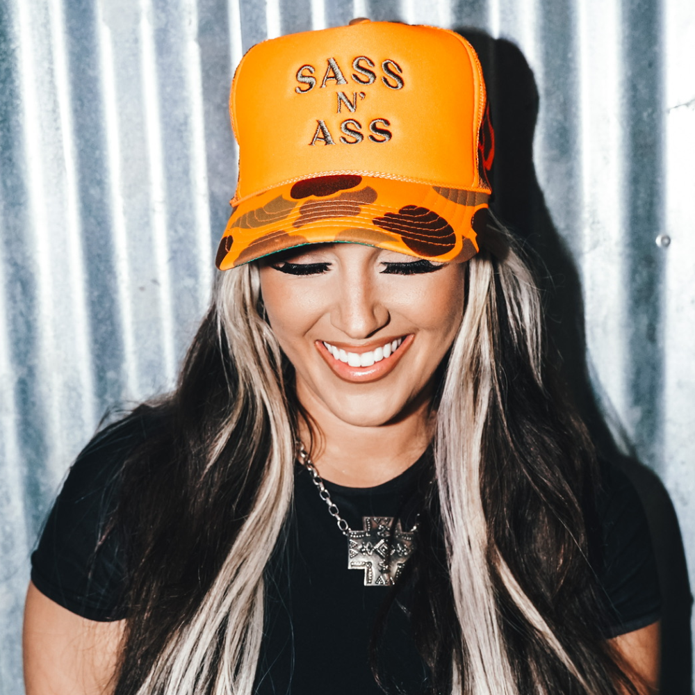 Sass N' Ass Orange Camo Hat